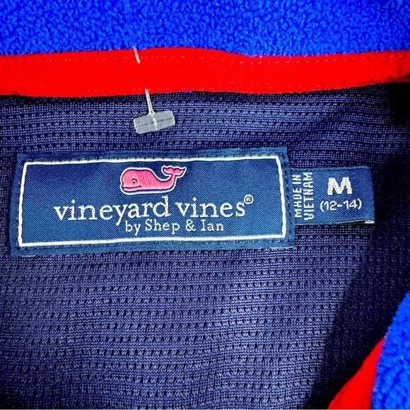 VINEYARD VINES Kids Quarter Snap Button Fleece Sweater Navy Size M(12/14) - Picture 7 of 11